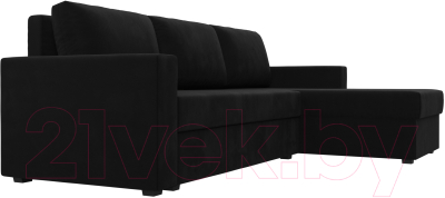 Диван угловой Лига Диванов Траумберг Лайт правый (микровельвет черный)