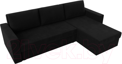 Диван угловой Лига Диванов Траумберг Лайт правый (микровельвет черный)