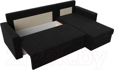 Диван угловой Лига Диванов Траумберг Лайт правый (микровельвет черный)