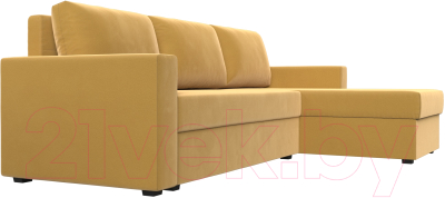 Диван угловой Лига Диванов Траумберг Лайт правый (микровельвет желтый)