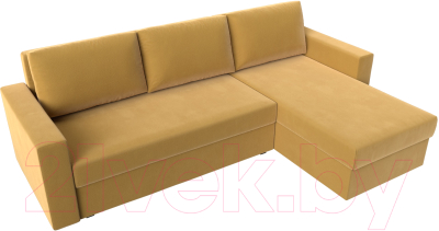 Диван угловой Лига Диванов Траумберг Лайт правый (микровельвет желтый)