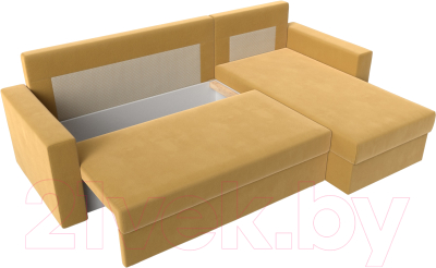 Диван угловой Лига Диванов Траумберг Лайт правый (микровельвет желтый)