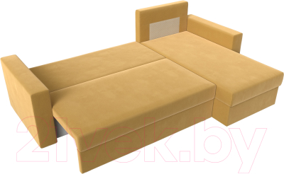 Диван угловой Лига Диванов Траумберг Лайт правый (микровельвет желтый)