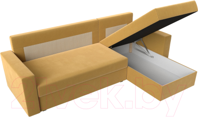 Диван угловой Лига Диванов Траумберг Лайт правый (микровельвет желтый)