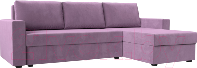 Диван угловой Лига Диванов Траумберг Лайт правый (микровельвет сиреневый) - фото
