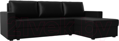 Диван угловой Лига Диванов Траумберг Лайт правый (экокожа черный) - фото