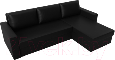 Диван угловой Лига Диванов Траумберг Лайт правый (экокожа черный)