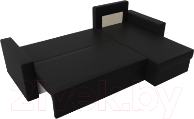 Диван угловой Лига Диванов Траумберг Лайт правый (экокожа черный)