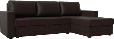 Диван угловой Лига Диванов Траумберг Лайт правый (экокожа коричневый) - фото