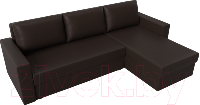 Диван угловой Лига Диванов Траумберг Лайт правый (экокожа коричневый)