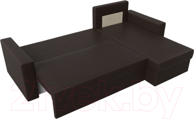 Диван угловой Лига Диванов Траумберг Лайт правый (экокожа коричневый)