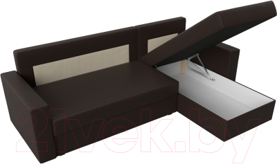 Диван угловой Лига Диванов Траумберг Лайт правый (экокожа коричневый)