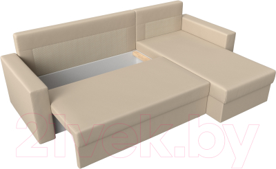 Диван угловой Лига Диванов Траумберг Лайт правый (экокожа бежевый)