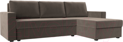 Диван угловой Лига Диванов Траумберг Лайт правый (велюр коричневый) - фото