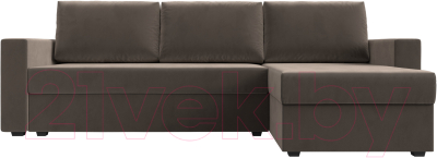 Диван угловой Лига Диванов Траумберг Лайт правый (велюр коричневый)