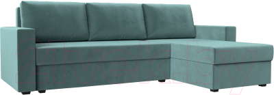 Диван угловой Лига Диванов Траумберг Лайт правый (велюр бирюзовый) - фото