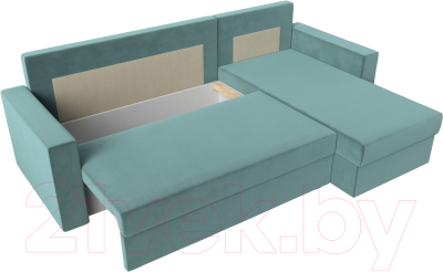 Диван угловой Лига Диванов Траумберг Лайт правый (велюр бирюзовый)