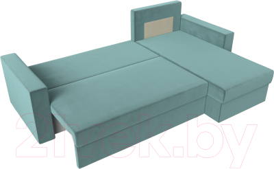 Диван угловой Лига Диванов Траумберг Лайт правый (велюр бирюзовый)