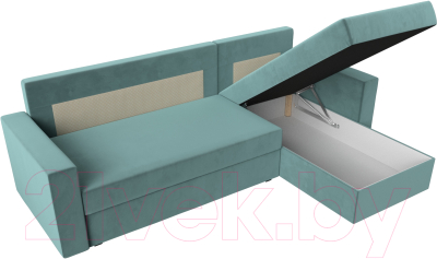 Диван угловой Лига Диванов Траумберг Лайт правый (велюр бирюзовый)