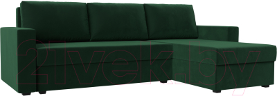 Диван угловой Лига Диванов Траумберг Лайт правый (велюр зеленый) - фото