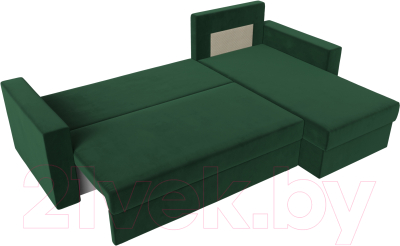 Диван угловой Лига Диванов Траумберг Лайт правый (велюр зеленый)