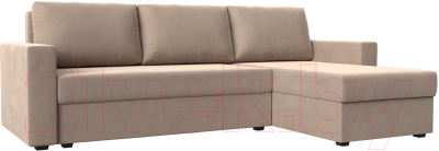 Диван угловой Лига Диванов Траумберг Лайт правый (велюр бежевый) - фото