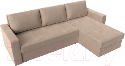 Диван угловой Лига Диванов Траумберг Лайт правый (велюр бежевый)