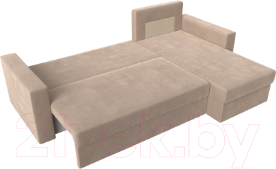 Диван угловой Лига Диванов Траумберг Лайт правый (велюр бежевый)