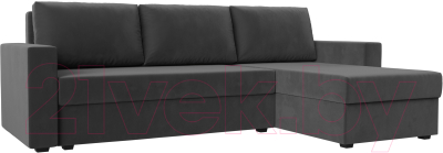 Диван угловой Лига Диванов Траумберг Лайт правый (велюр серый) - фото
