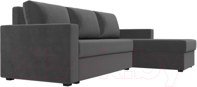 Диван угловой Лига Диванов Траумберг Лайт правый (велюр серый)