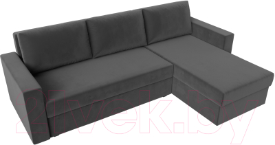 Диван угловой Лига Диванов Траумберг Лайт правый (велюр серый)