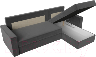 Диван угловой Лига Диванов Траумберг Лайт правый (велюр серый)