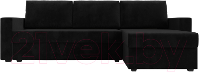 Диван угловой Лига Диванов Траумберг Лайт правый (велюр черный)