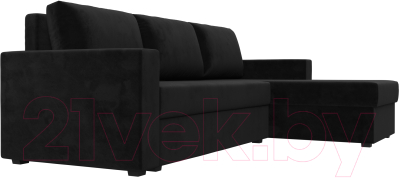 Диван угловой Лига Диванов Траумберг Лайт правый (велюр черный)
