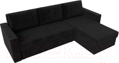 Диван угловой Лига Диванов Траумберг Лайт правый (велюр черный)