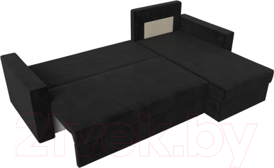 Диван угловой Лига Диванов Траумберг Лайт правый (велюр черный)