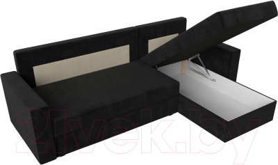 Диван угловой Лига Диванов Траумберг Лайт правый (велюр черный)