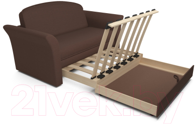 Диван Mebel-Ars Малютка №2 (рогожка шоколад/подлокотники шоколад)