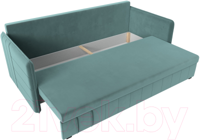 Диван Лига Диванов Слим / 119802 (велюр бирюзовый)