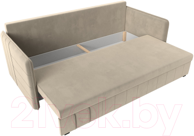 Диван Лига Диванов Слим / 119808 (микровельвет бежевый)
