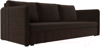 Диван Лига Диванов Слим / 119809 (микровельвет коричневый) - фото