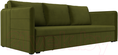 Диван Лига Диванов Слим / 119810 (микровельвет зеленый) - фото