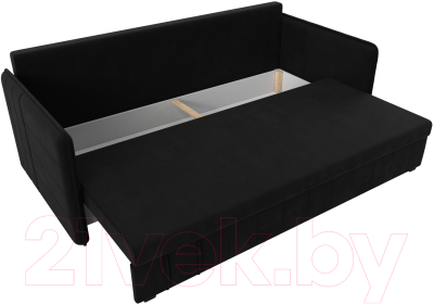 Диван Лига Диванов Слим / 119812 (микровельвет черный)
