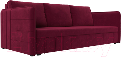 Диван Лига Диванов Слим / 119816 (микровельвет бордовый) - фото