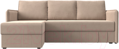 Диван угловой Лига Диванов Слим левый (велюр бежевый)