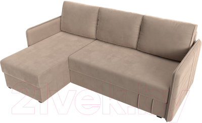 Диван угловой Лига Диванов Слим левый (велюр бежевый)