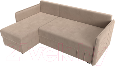 Диван угловой Лига Диванов Слим левый (велюр бежевый)