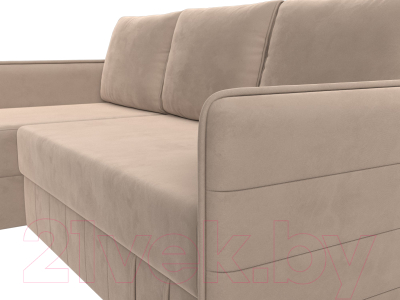 Диван угловой Лига Диванов Слим левый (велюр бежевый)