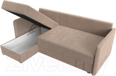 Диван угловой Лига Диванов Слим левый (велюр бежевый)
