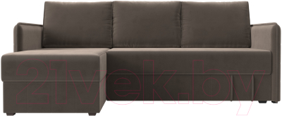 Диван угловой Лига Диванов Слим левый (велюр коричневый)
